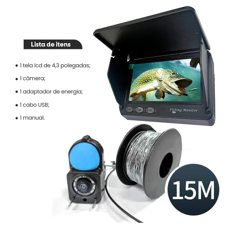 Câmera Subaquática Portátil 4.3 com Visão Noturna – Localize Peixes com Precisão