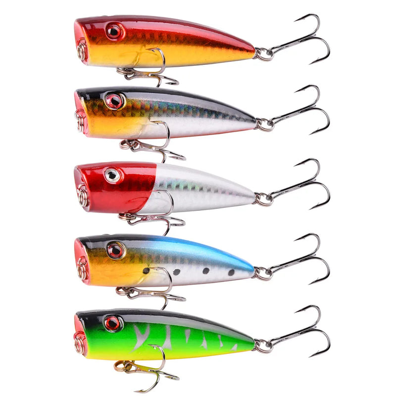 Kit de Iscas Popper Pescando Online | 5 Unidades (Para Pesca em Superfície) - Pescando Online