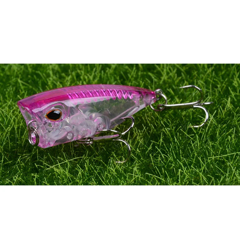 Iscas Mini Popper Superfície | Barulho Atraente | 5 Unidades+ Óculos Polarizado de Brinde