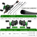 Conjunto de Vara e Carretilha Pescando Online 1,7m Carbono - Drag Máx 10kg + Linha PE Grátis Sougayilang - Pescando Online