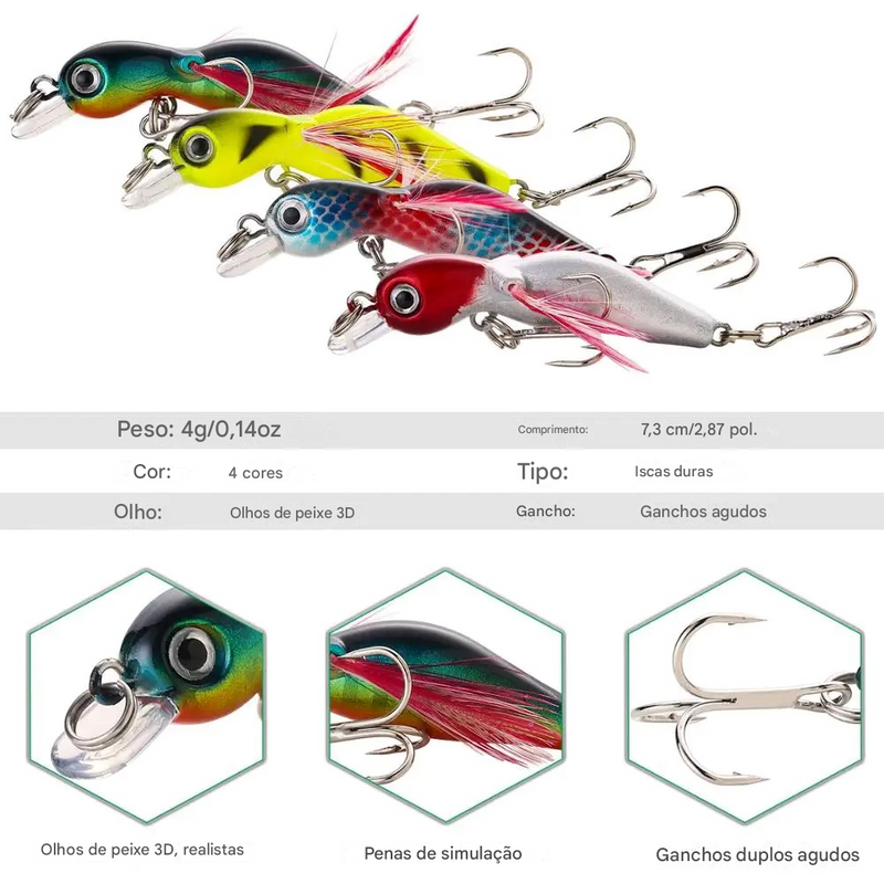 Iscas Artificais Ultima Geração 4 Unidades | KIT PROMOCIONAL - Pescando Online