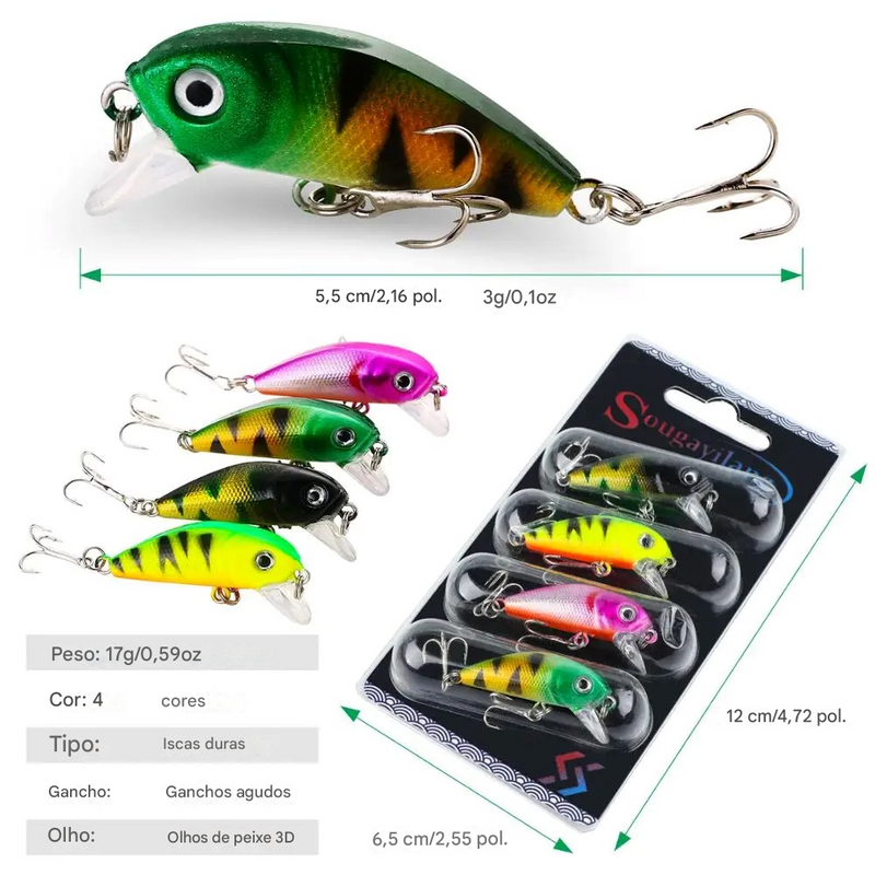 Iscas Artificais Ultima Geração 4 Unidades | KIT PROMOCIONAL - Pescando Online