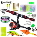 Kit de Pesca Completo Sougayilang: Vara Telescópica 1,8 m + Molinete 5.2:1 + Acessórios